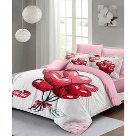 Monohome Sevgililer Günü %100 Pamuk Saten Red Balls Çift Kişilik Nevresim Takımı