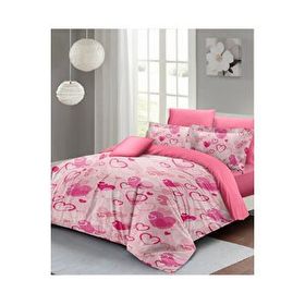 Monohome Sevgililer Günü %100 Pamuk Saten Stay Pink Çift Kişilik Nevresim Takımı