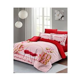 Monohome Sevgililer Günü %100 Pamuk Saten Valentine's Çift Kişilik Nevresim Takımı