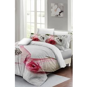 Monohome Sevgililer Günü %100 Pamuk Saten White Love Çift Kişilik Nevresim Takımı