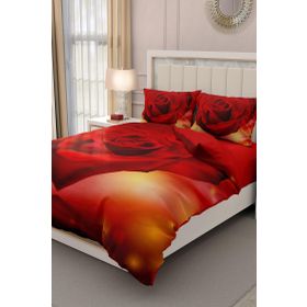 Monohome Sevgililer Günü 200x220 cm Kırmızı Gül Aşkına Çift Kişilik Pamuk Saten Nevresim Takımı