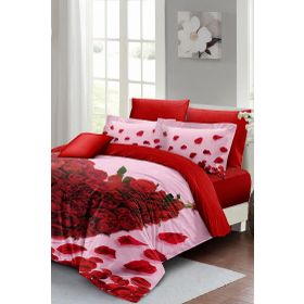 Monohome Sevgililer Günü 200x220 cm Kırmızı Gül Aşkına Çift Kişilik Pamuk Saten Nevresim Takımı