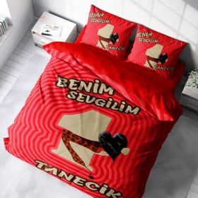 Monohome Sevgililer Günü Birtanem 200x220 cm Pamuk Saten Çift Kişilik Nevresim Takımı