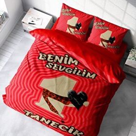 Monohome Sevgililer Günü Birtanem Pamuk Saten Çift Kişilik Nevresim Takım