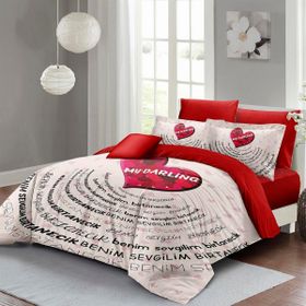 Monohome Sevgililer Günü My Darling Pamuk Saten Kırmızı Çift Kişilik Nevresim Takımı