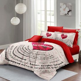 Monohome Sevgililer Günü My Darling Pamuk Saten Kırmızı Çift Kişilik Nevresim Takımı