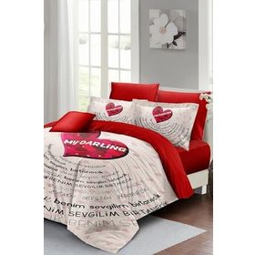 Monohome Sevgililer Günü My Darling Pamuk Saten Kırmızı Çift Kişilik Nevresim Takımı