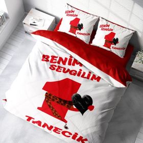 Monohome Sevgililer Günü Pamuk Saten Birtanem Beyaz 200x220 cm Çift Kişilik Nevresim Takımı