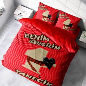 Monohome Sevgililer Günü Pamuk Saten Birtanem Kırmızı 200x220 cm Çift Kişilik Nevresim Takımı