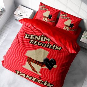 Monohome Sevgililer Günü Pamuk Saten Birtanem Kırmızı 200x220 cm Çift Kişilik Nevresim Takımı
