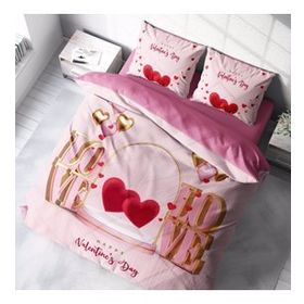 Monohome Sevgililer Günü Pamuk Saten Happy Valentine's Day Çift Kişilik Nevresim Takımı