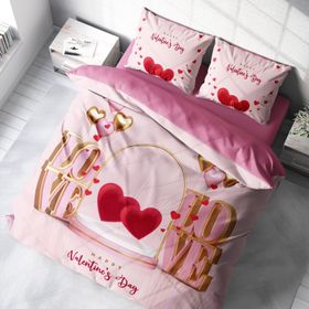 Monohome Sevgililer Günü Pamuk Saten Happy Valentine's Day Çift Kişilik Nevresim Takımı