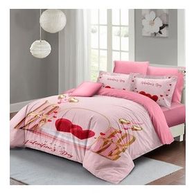 Monohome Sevgililer Günü Pamuk Saten Happy Valentine's Day Çift Kişilik Nevresim Takımı