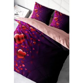 Monohome Sevgililer Günü V 3D Renkli Çift Kişilik 200x220 cm Nevresim Takımı