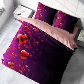 Monohome Sevgililer Günü V 3D Renkli Çift Kişilik 200x220 cm Nevresim Takımı