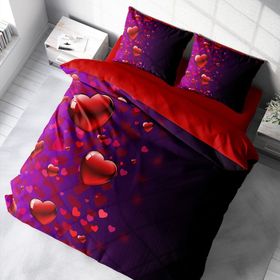 Monohome Sevgililer Günü V 3D Renkli Çift Kişilik 200x220 cm Nevresim Takımı
