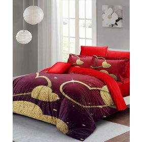 Monohome Shine Love 200x220 cm Pembe Sevgililer Günü Pamuk Saten Çift Kişilik Nevresim Takımı