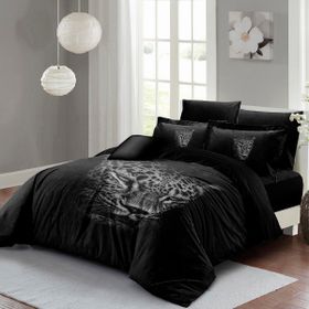 Monohome Sık Dokuma Pamuk Saten 3D Özel Tasarım Black Leopar Çift Kişilik Nevresim Takımı