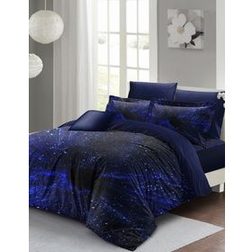 Monohome Sık Dokuma Pamuk Saten 3D Özel Tasarım Blue Nıght Çift Kişilik Nevresim Takımı