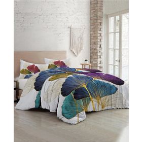Monohome Sık Dokuma Pamuk Saten 3D Özel Tasarım Colorfull Leaves Çift Kişilik Nevresim Takımı