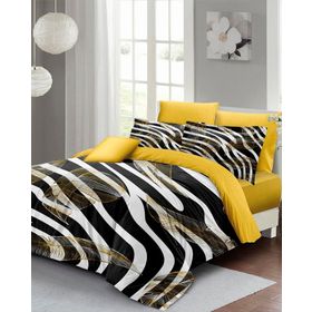 Monohome Sık Dokuma Pamuk Saten 3D Özel Tasarım Zebra Feather Çift Kişilik Nevresim Takımı