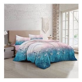 Monohome Soft Blue Luxury Pamuk Saten Çift Kişilik Nevresim Takımı