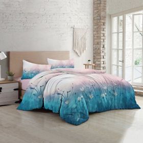 Monohome Soft Blue Luxury Pamuk Saten Çift Kişilik Nevresim Takımı