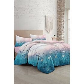Monohome Soft Blue Luxury Pamuk Saten Çift Kişilik Nevresim Takımı