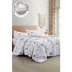 Monohome Soft Floral Luxury Pamuk Saten Çift Kişilik Nevresim Takımı