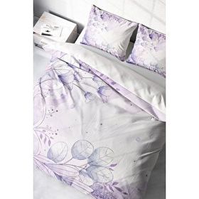 Monohome Soft Lila 3D Pamuk Saten Çift Kişilik Nevresim Takımı