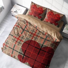 Monohome Square Heart 3D Pamuk Saten Çift Kişilik 200x220 cm Nevresim Takımı