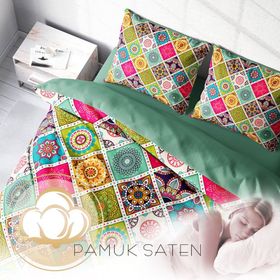 Monohome Strip Motif 3d Saten Pamuk Çift Kişilik Nevresim Takımı