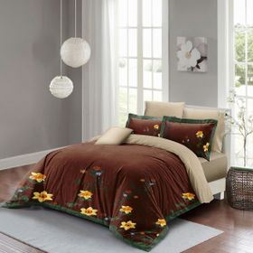 Monohome Sun Flowers 3D Saten Pamuk Çift Kişilik Nevresim Takımı