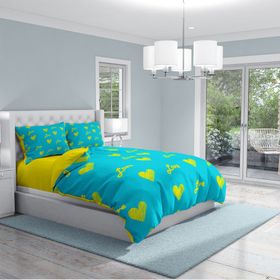 Monohome Turkuaz 3D Pamuk Saten Çift Kişilik 200x220 cm Nevresim Takımı