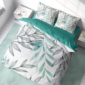 Monohome Turkuaz Tüy 3D Pamuk Saten Renkli Çift Kişilik 200x220 cm Nevresim Takımı
