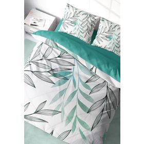 Monohome Turkuaz Tüy 3D Pamuk Saten Renkli Çift Kişilik 200x220 cm Nevresim Takımı