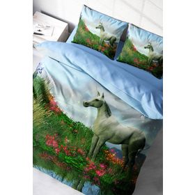 Monohome Unicorn 3D Renkli Çift Kişilik 200x220 cm Nevresim Takımı