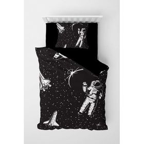 Monohome Uzay Astronot 3d Pamuk Saten Siyah Çocuk Nevresim Takımı