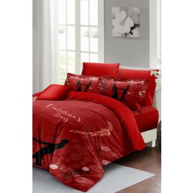 Monohome Valentine's 200x220 cm Kırmızı Sevgililer Günü Çift Kişilik Pamuk Saten Nevresim Takımı