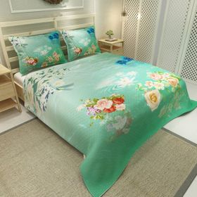 Monohome Water Flowers Jakar Dokuma Pamuklu 3D Dijital Baskı Pike Takımı