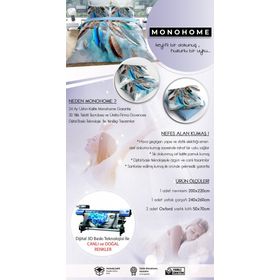 Monohome Waterful 3D Pamuk Saten Çift Kişilik 200x220 cm Nevresim Takımı