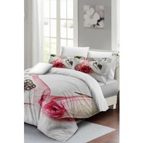 Monohome White Love 200x220 cm Beyaz Sevgililer Günü Çift Kişilik Pamuk Saten Nevresim Takımı