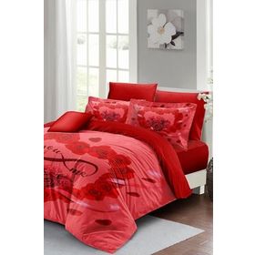 Monohome White Love 200x220 cm Beyaz Sevgililer Günü Çift Kişilik Pamuk Saten Nevresim Takımı
