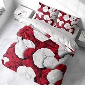 Monohome White & Red 3D Pamuk Saten Çift Kişilik 200x220 cm Nevresim Takımı
