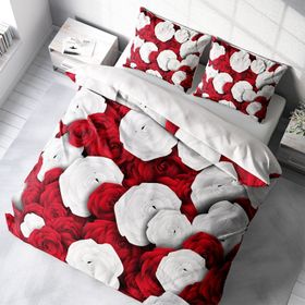 Monohome White & Red 3D Pamuk Saten Çift Kişilik 200x220 cm Nevresim Takımı