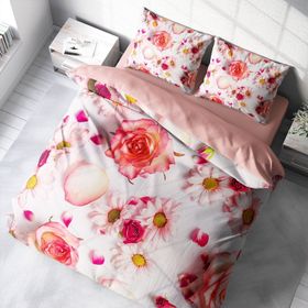Monohome White Rose 3D Pamuk Saten Çift Kişilik 200x220 cm Nevresim Takımı