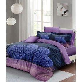 Monohome Wool Heart 200x220 cm Gri Lila Çift Kişilik 3D Pamuk Saten Nevresim Takımı