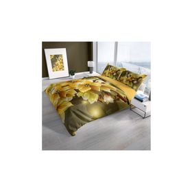 Monohome Yellow Flower 3D Pamuk Saten Çift Kişilik 200x220 cm Nevresim Takım