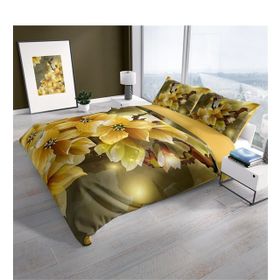 Monohome Yellow Flowers 3D Renkli Çift Kişilik 200x220 cm Nevresim Takımı