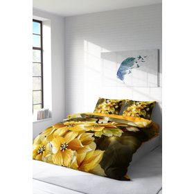 Monohome Yellow Flowers 3D Renkli Çift Kişilik 200x220 cm Nevresim Takımı